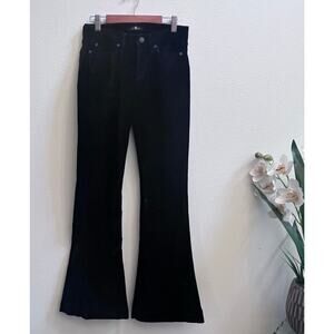 7 For All Mankind Black Velvet Flared Jean Women's Size 24 Boho Festival Denim
